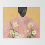 Girl Holding Flowers 2 Throw Blanket Gallery Image 2
