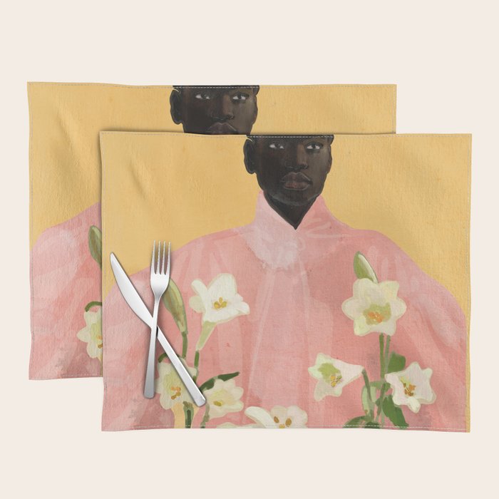 Girl Holding Flowers 2 Placemat Gallery Image 1
