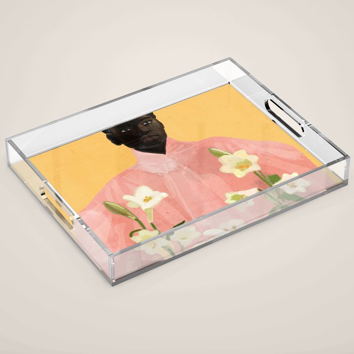 Girl Holding Flowers 2 Acrylic Tray Gallery Image 1