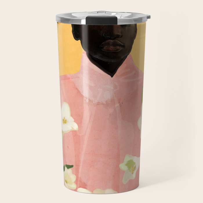 Girl Holding Flowers 2 Travel Mug Gallery Image 1