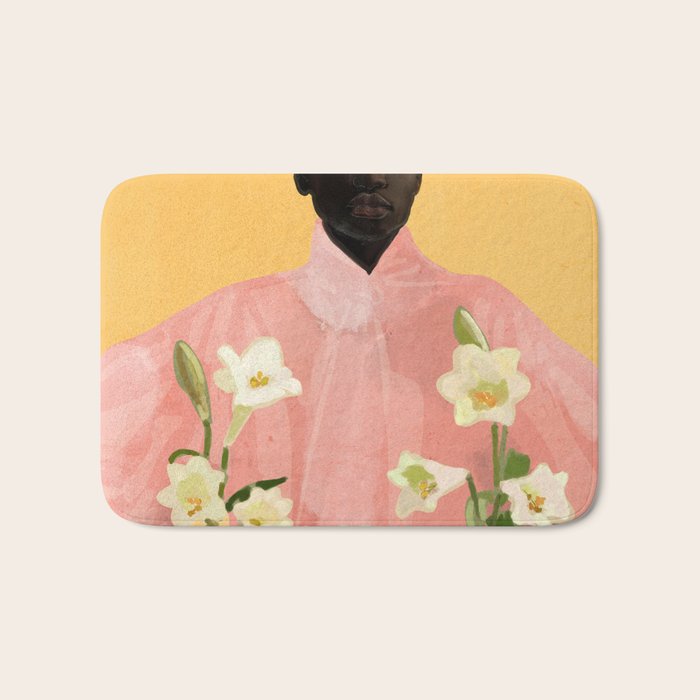 Girl Holding Flowers 2 Bath Mat Gallery Image 1