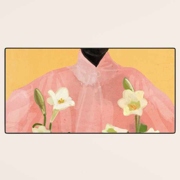 Girl Holding Flowers 2 Desk Mat Gallery Image 3