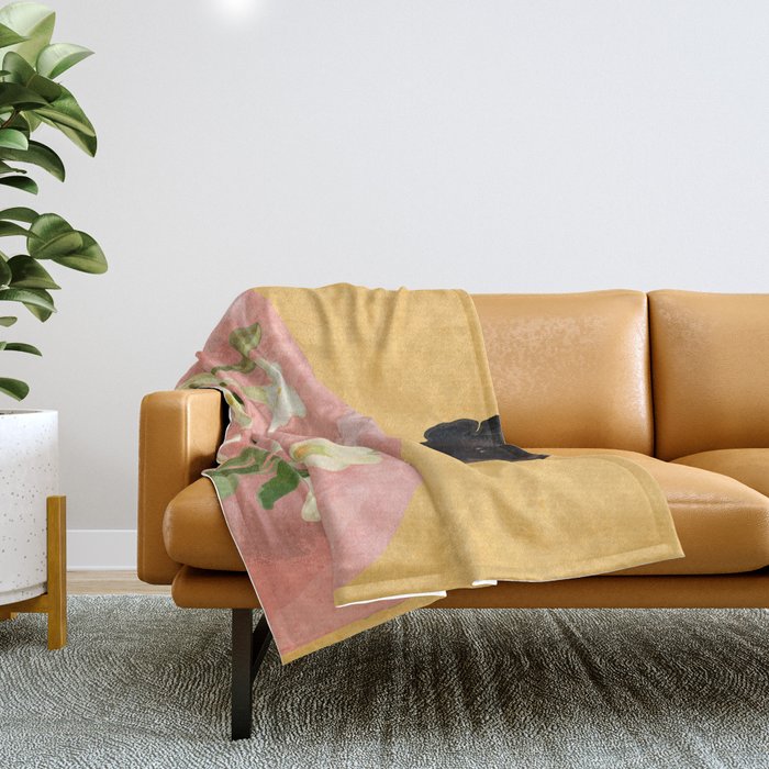 Girl Holding Flowers 2 Throw Blanket Gallery Image 1