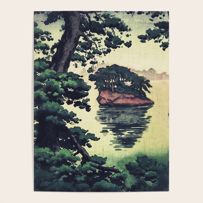 Autumn Rain in Yama - Summer Green Island Forest Ukiyoe Nature Landscape Poster Gallery Image 4
