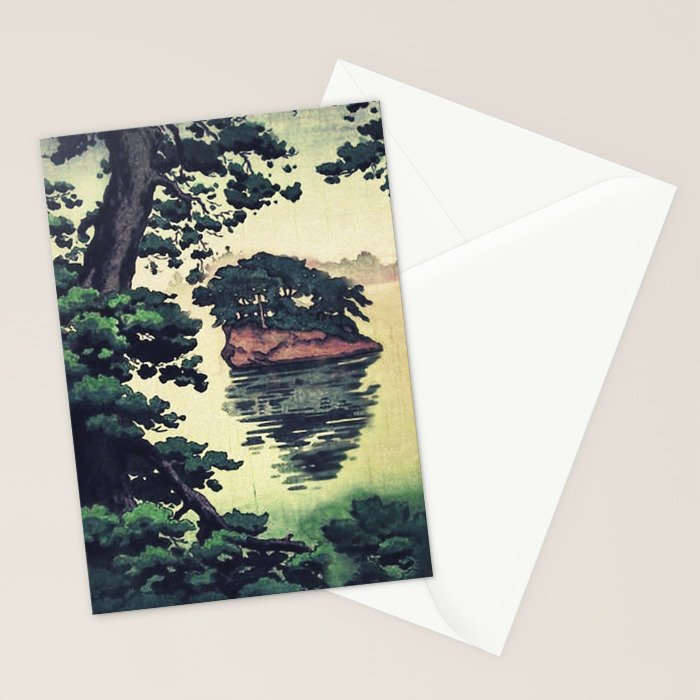 Autumn Rain in Yama - Summer Green Island Forest Ukiyoe Nature Landscape Stationery Card Gallery Image 2