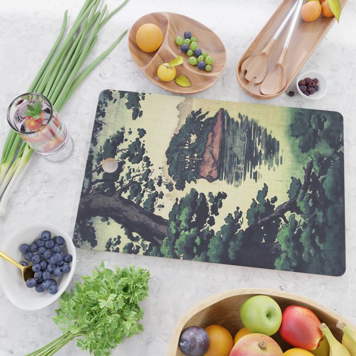 Autumn Rain in Yama - Summer Green Island Forest Ukiyoe Nature Landscape Cutting Board Gallery Image 2