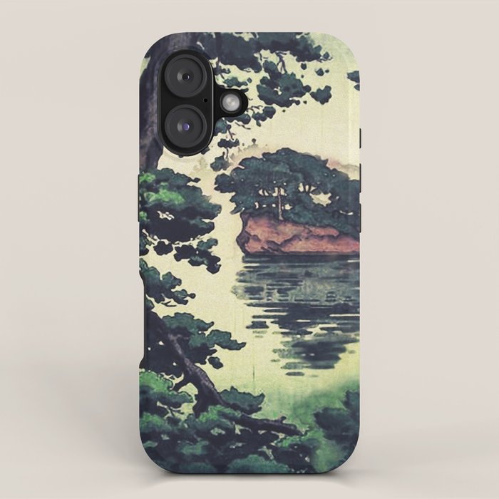 Autumn Rain in Yama - Summer Green Island Forest Ukiyoe Nature Landscape iPhone Case Gallery Image 1