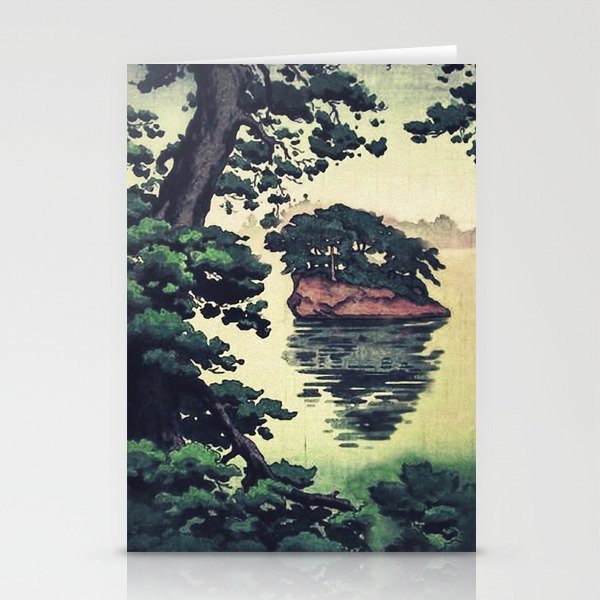 Autumn Rain in Yama - Summer Green Island Forest Ukiyoe Nature Landscape Stationery Card Gallery Image 2