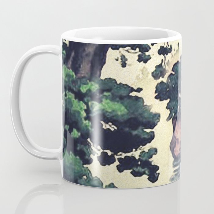 Autumn Rain in Yama - Summer Green Island Forest Ukiyoe Nature Landscape Coffee Mug Gallery Image 3