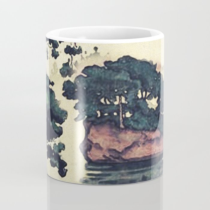 Autumn Rain in Yama - Summer Green Island Forest Ukiyoe Nature Landscape Coffee Mug Gallery Image 4