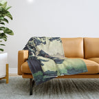 Autumn Rain in Yama - Summer Green Island Forest Ukiyoe Nature Landscape Throw Blanket Gallery Image 1