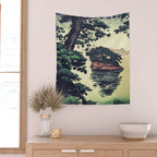 Autumn Rain in Yama - Summer Green Island Forest Ukiyoe Nature Landscape Wall Tapestry Gallery Image 2