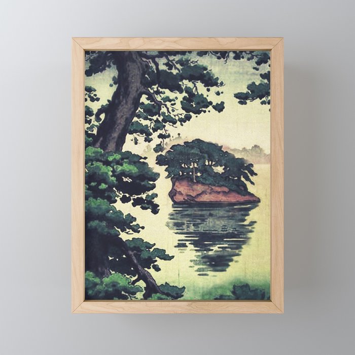 Autumn Rain in Yama - Summer Green Island Forest Ukiyoe Nature Landscape Mini Art Print Gallery Image 1