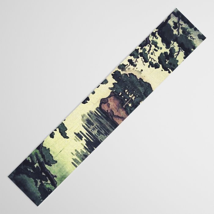 Autumn Rain in Yama - Summer Green Island Forest Ukiyoe Nature Landscape Table Runner Gallery Image 3