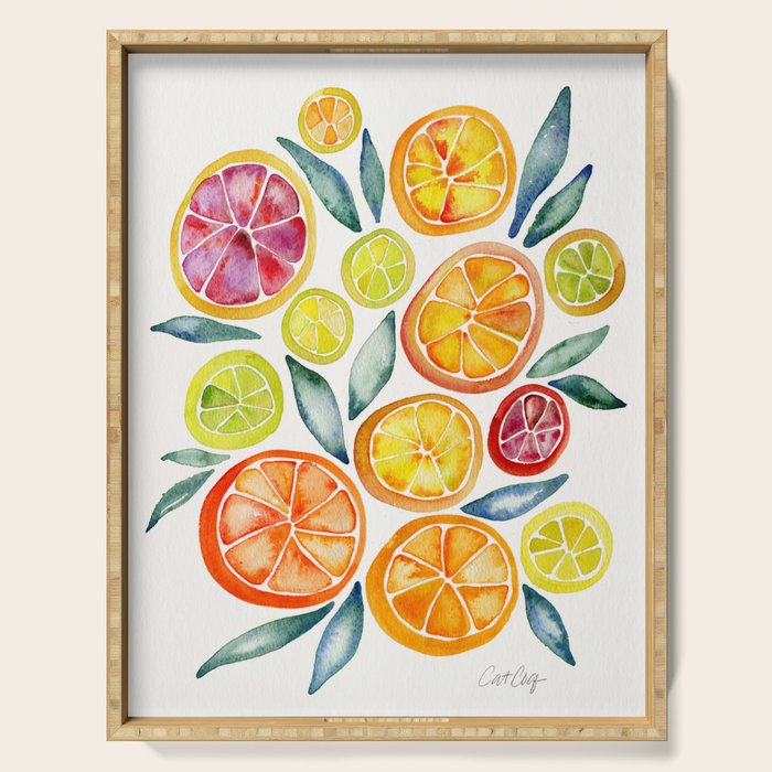 Sliced Citrus Watercolor Serving Tray Gallery Image 1