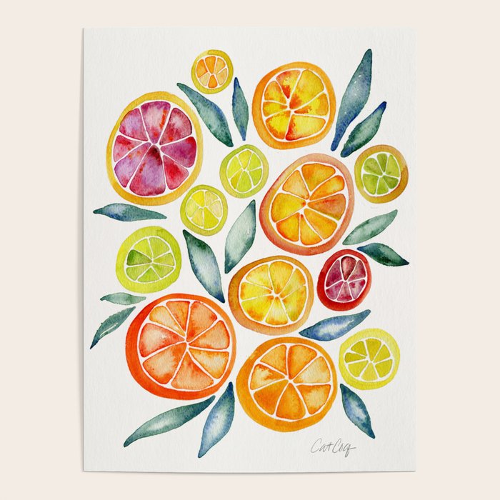 Sliced Citrus Watercolor Poster Gallery Image 1