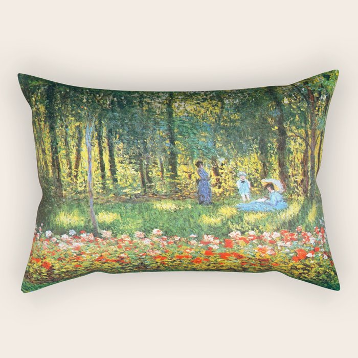 Claude Monet The Artist's Family In The Garden Rectangular Pillow Gallery Image 1