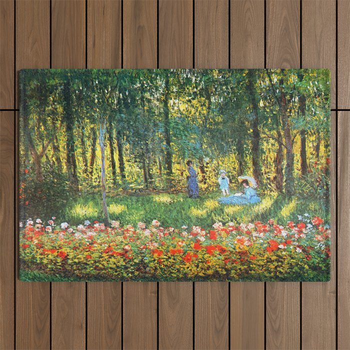Claude Monet The Artist's Family In The Garden Outdoor Rug Gallery Image 1