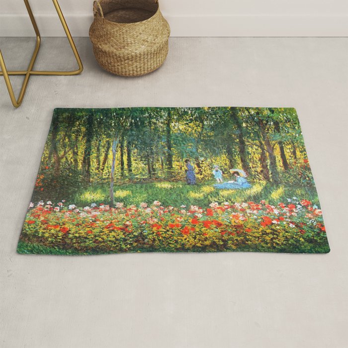 Claude Monet The Artist's Family In The Garden Rug Gallery Image 1