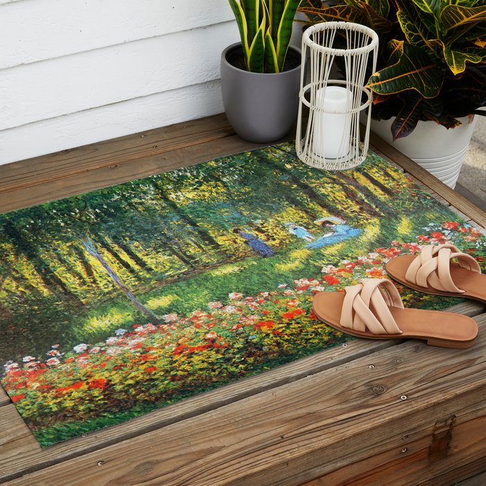 Claude Monet The Artist's Family In The Garden Outdoor Rug Gallery Image 2