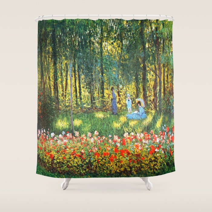 Claude Monet The Artist's Family In The Garden Shower Curtain Gallery Image 1