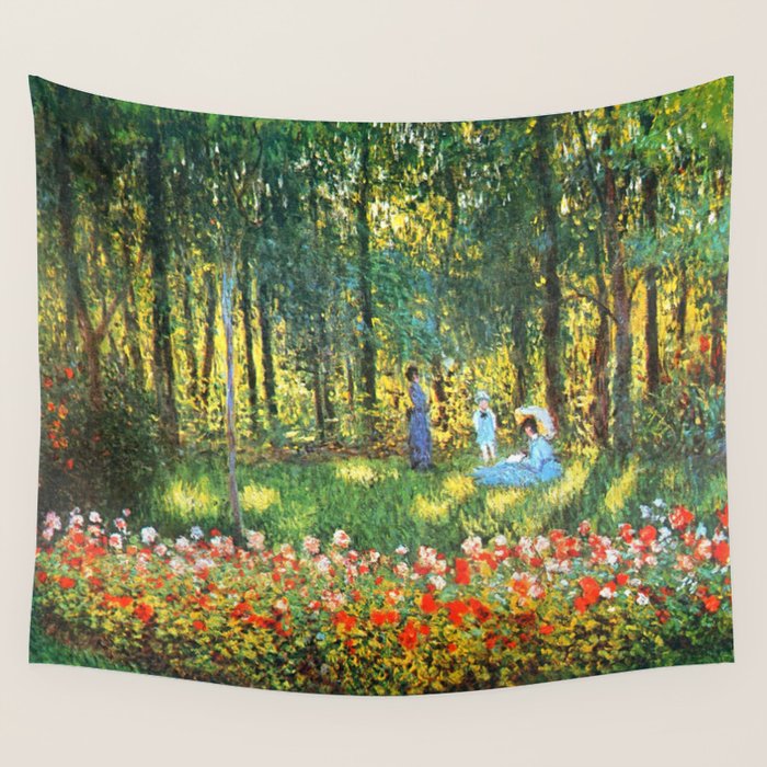 Claude Monet The Artist's Family In The Garden Wall Tapestry Gallery Image 4