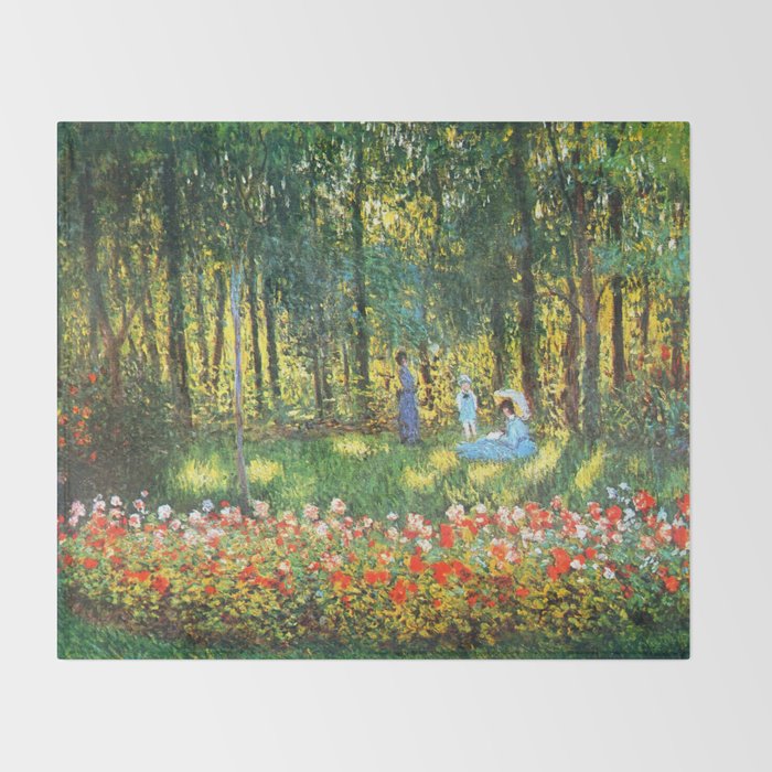 Claude Monet The Artist's Family In The Garden Throw Blanket Gallery Image 2