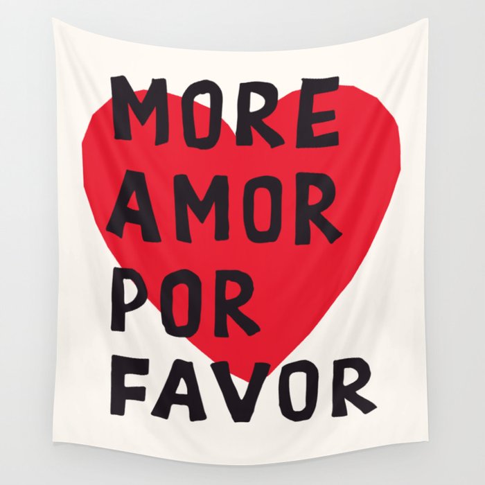 More Amor Por Favor in Black & White Wall Tapestry Gallery Image 4