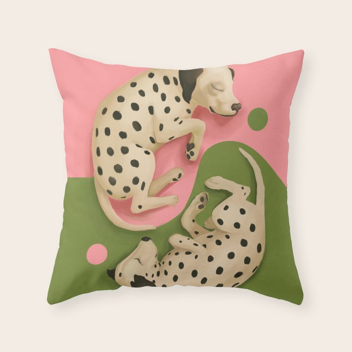 Yin and Yang Dalmatians Throw Pillow Gallery Image 1