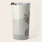 Wildflower bouquet in vase illustration - pantone brown mocha mousse Travel Mug Gallery Image 3