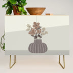 Wildflower bouquet in vase illustration - pantone brown mocha mousse Credenza Gallery Image 1