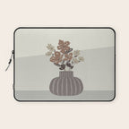 Wildflower bouquet in vase illustration - pantone brown mocha mousse Laptop Sleeve Gallery Image 1
