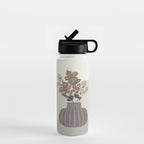 Wildflower bouquet in vase illustration - pantone brown mocha mousse Water Bottle Gallery Image 1