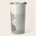 Wildflower bouquet in vase illustration - pantone brown mocha mousse Travel Mug Gallery Image 2