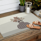 Wildflower bouquet in vase illustration - pantone brown mocha mousse Outdoor Rug Gallery Image 2