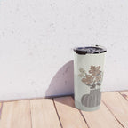 Wildflower bouquet in vase illustration - pantone brown mocha mousse Travel Mug Gallery Image 4