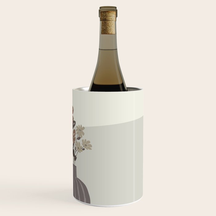 Wildflower bouquet in vase illustration - pantone brown mocha mousse Wine Chiller Gallery Image 3