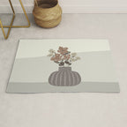 Wildflower bouquet in vase illustration - pantone brown mocha mousse Rug Gallery Image 1