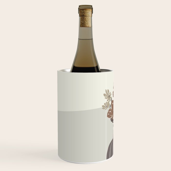 Wildflower bouquet in vase illustration - pantone brown mocha mousse Wine Chiller Gallery Image 2