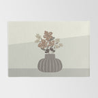 Wildflower bouquet in vase illustration - pantone brown mocha mousse Rug Gallery Image 2