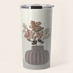 Wildflower bouquet in vase illustration - pantone brown mocha mousse Travel Mug Gallery Image 1