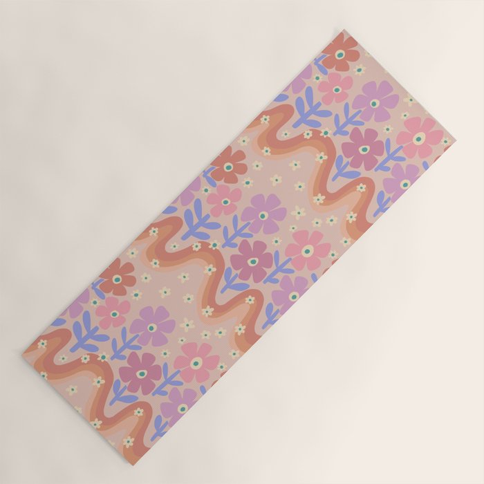 70s Retro Floral vibe Yoga Mat Gallery Image 1