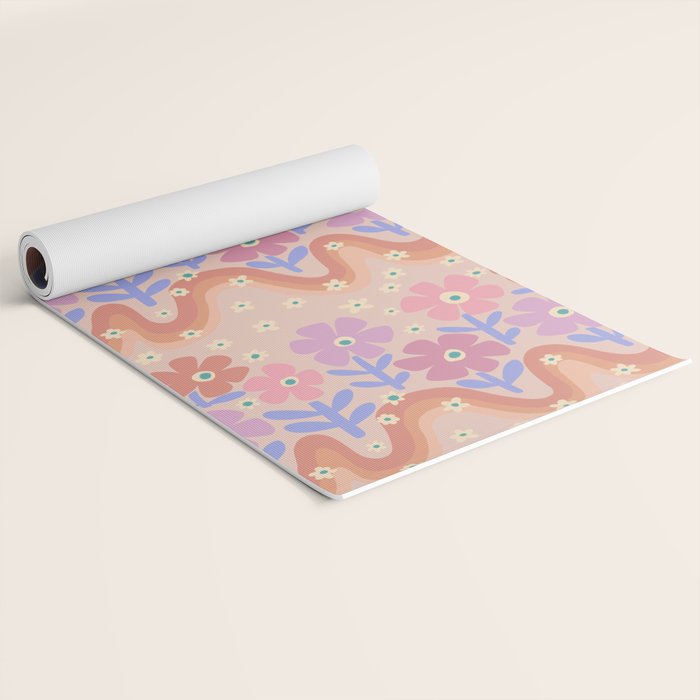 70s Retro Floral vibe Yoga Mat Gallery Image 2