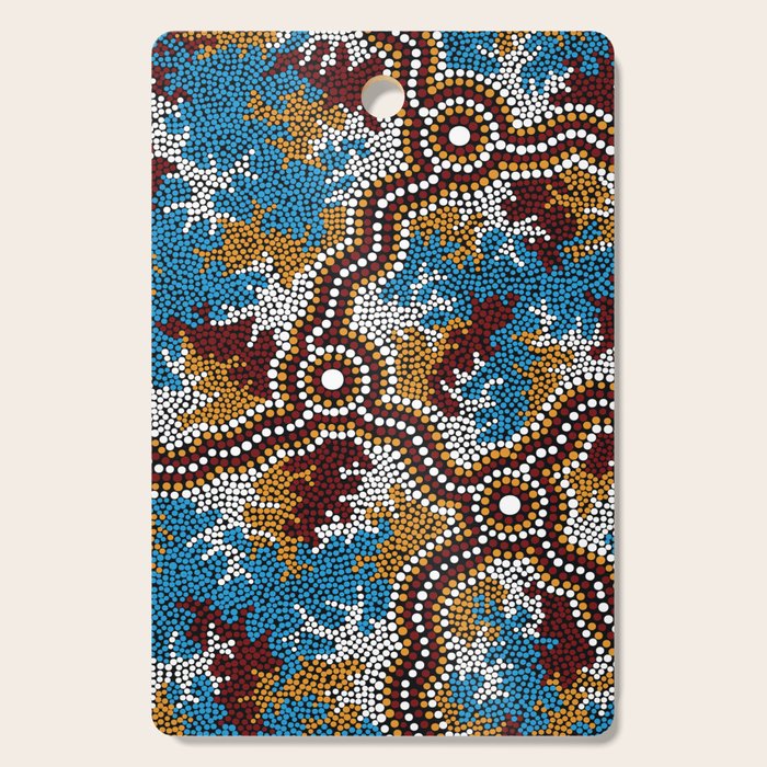 Authentic Aboriginal Art - Wetland Dreaming Cutting Board Gallery Image 1