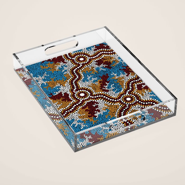 Authentic Aboriginal Art - Wetland Dreaming Acrylic Tray Gallery Image 1