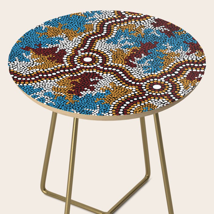 Authentic Aboriginal Art - Wetland Dreaming Side Table Gallery Image 2