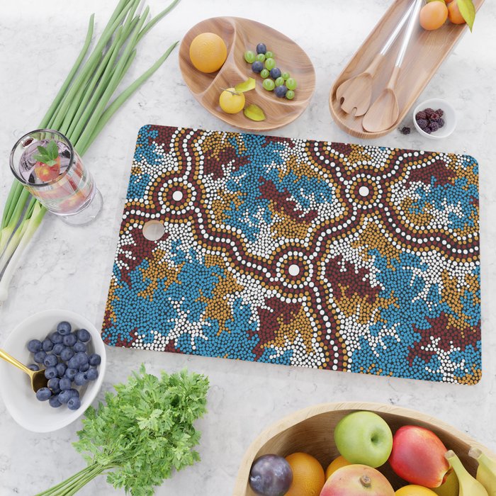 Authentic Aboriginal Art - Wetland Dreaming Cutting Board Gallery Image 2