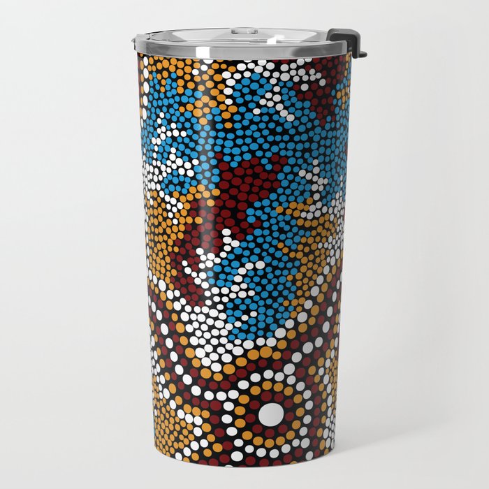 Authentic Aboriginal Art - Wetland Dreaming Travel Mug Gallery Image 2