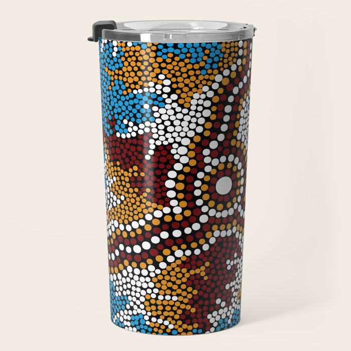Authentic Aboriginal Art - Wetland Dreaming Travel Mug Gallery Image 3