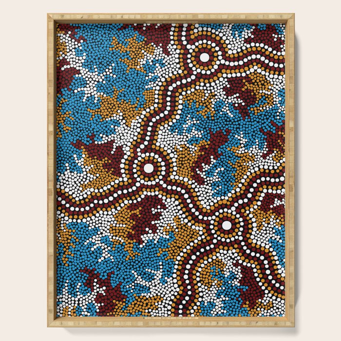 Authentic Aboriginal Art - Wetland Dreaming Serving Tray Gallery Image 1